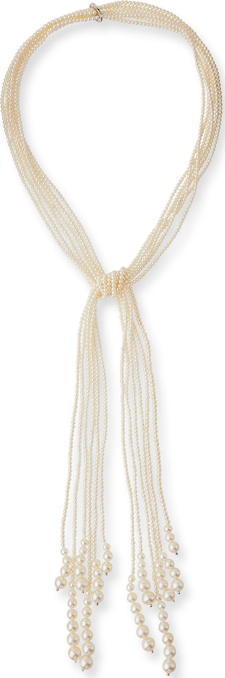 Utopia Long Six-Strand Pearl Lariat Necklace
