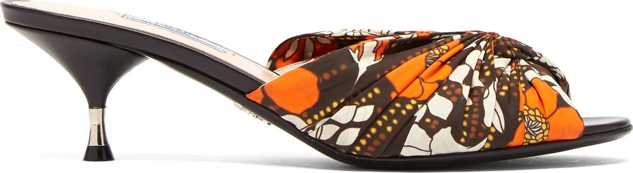 Prada Flower-print twist-front mules