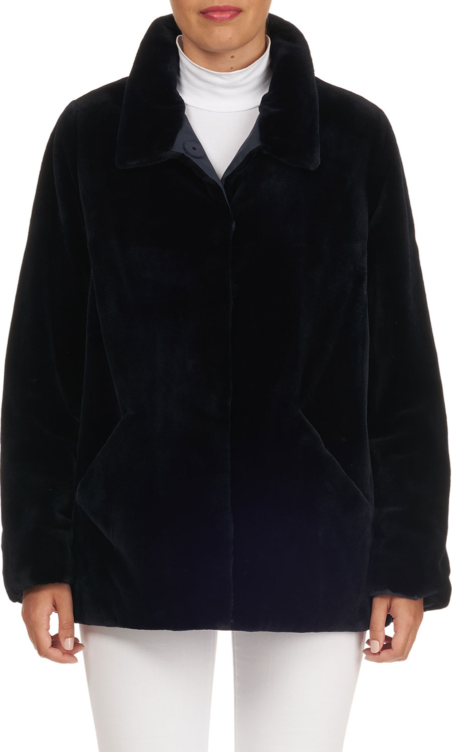 Zac Posen Reversible Sheared Mink Fur Wool-Blend Jacket