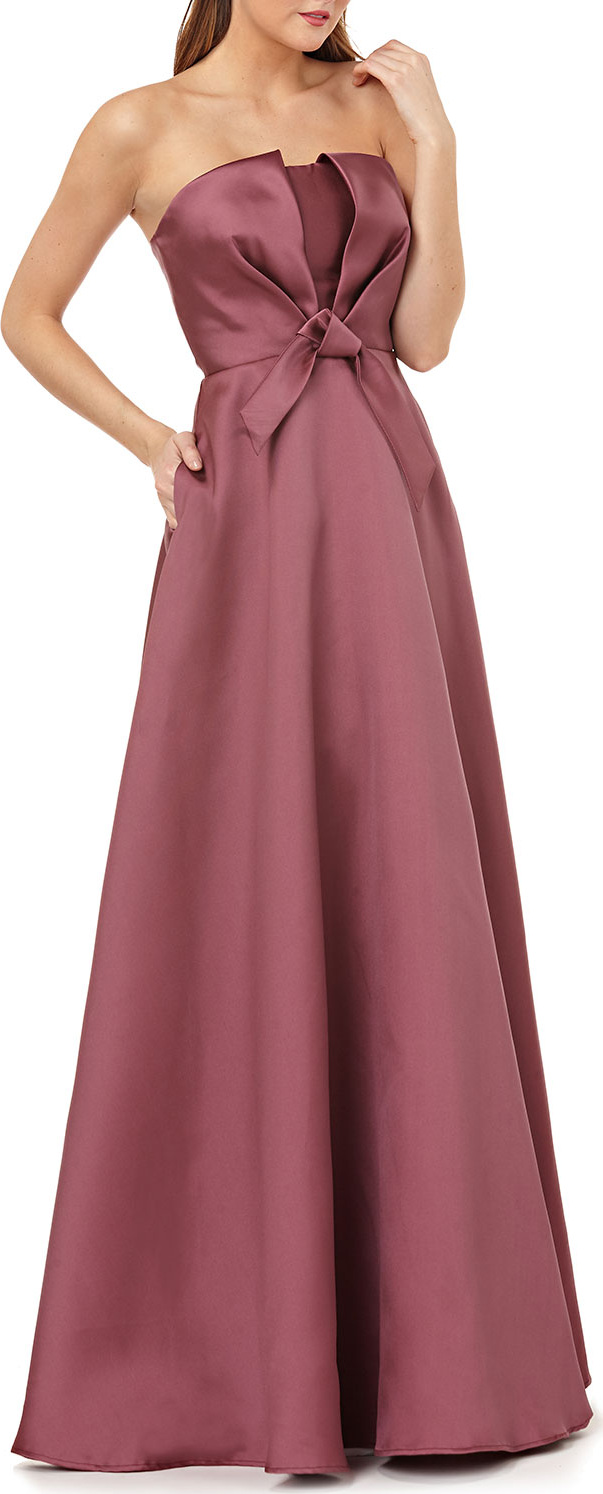 Kay Unger Strapless Ball Gown w/ Bow Bodice