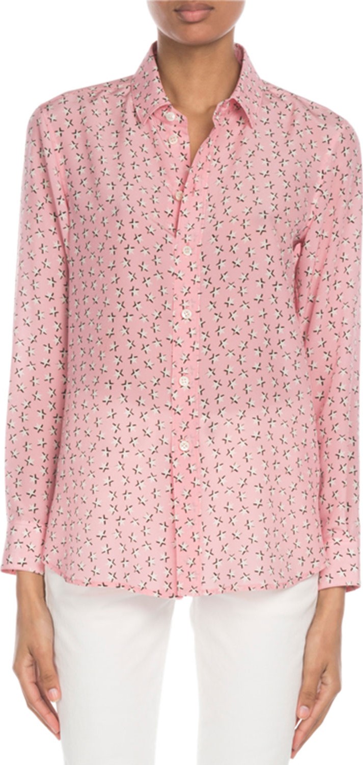 Saint Laurent Star-Print Classic Silk Blouse