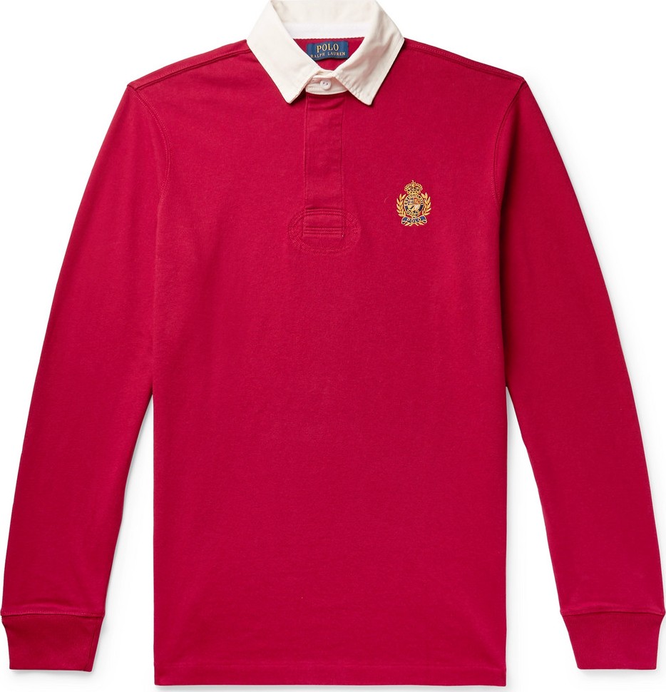 Polo Ralph Lauren Logo-Embroidered Twill-Trimmed Cotton-Jersey Rugby Shirt