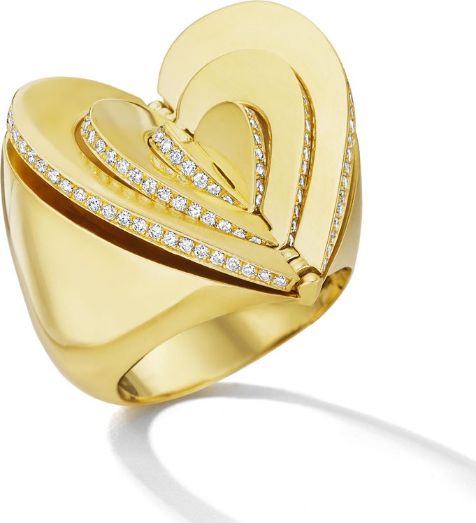 Cadar 18k Gold Diamond Heart Ring, Size 7