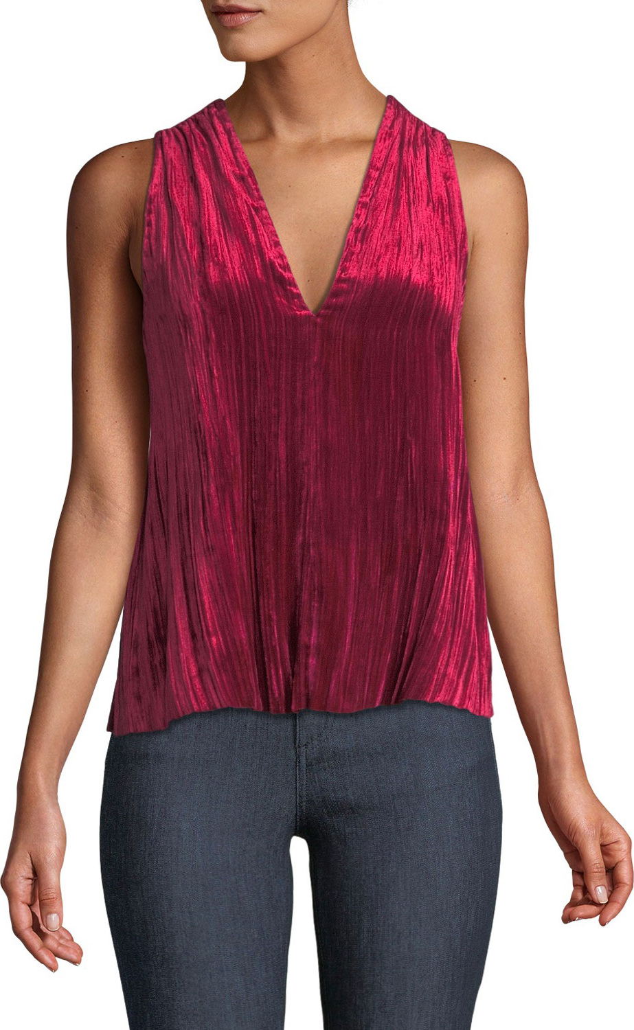 Forte Forte Pleated Velvet V-Neck Tank