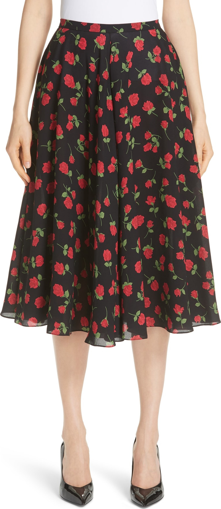 Michael Kors Rose Print Silk Georgette Dance Skirt