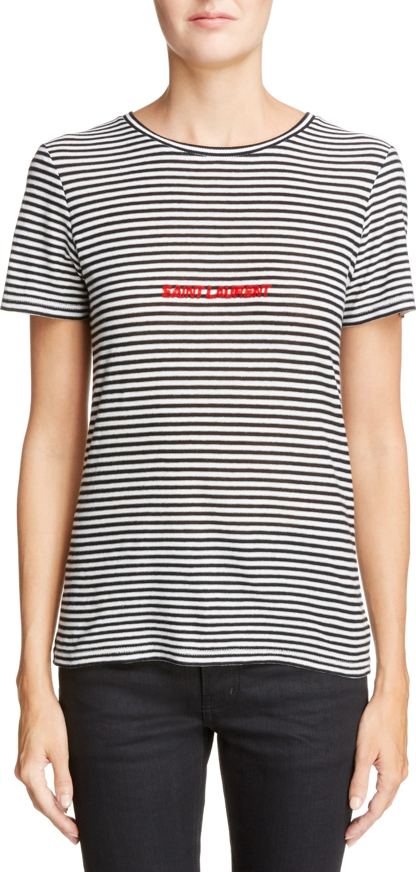Saint Laurent Logo Stripe Tee