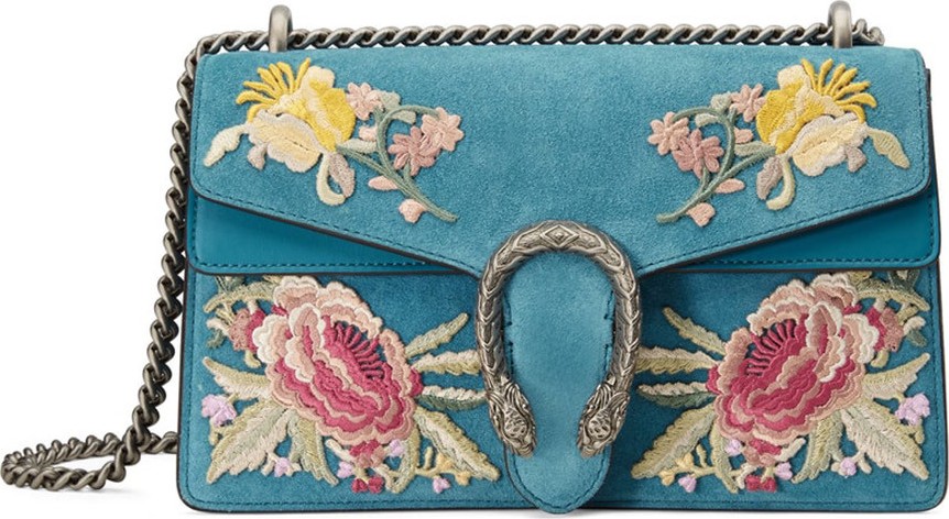 Gucci Small Dionysus Embroidered Suede Shoulder Bag