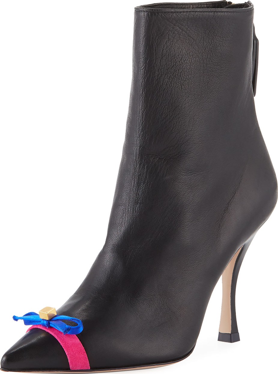 Stuart Weitzman Willa Leather Booties with Bow