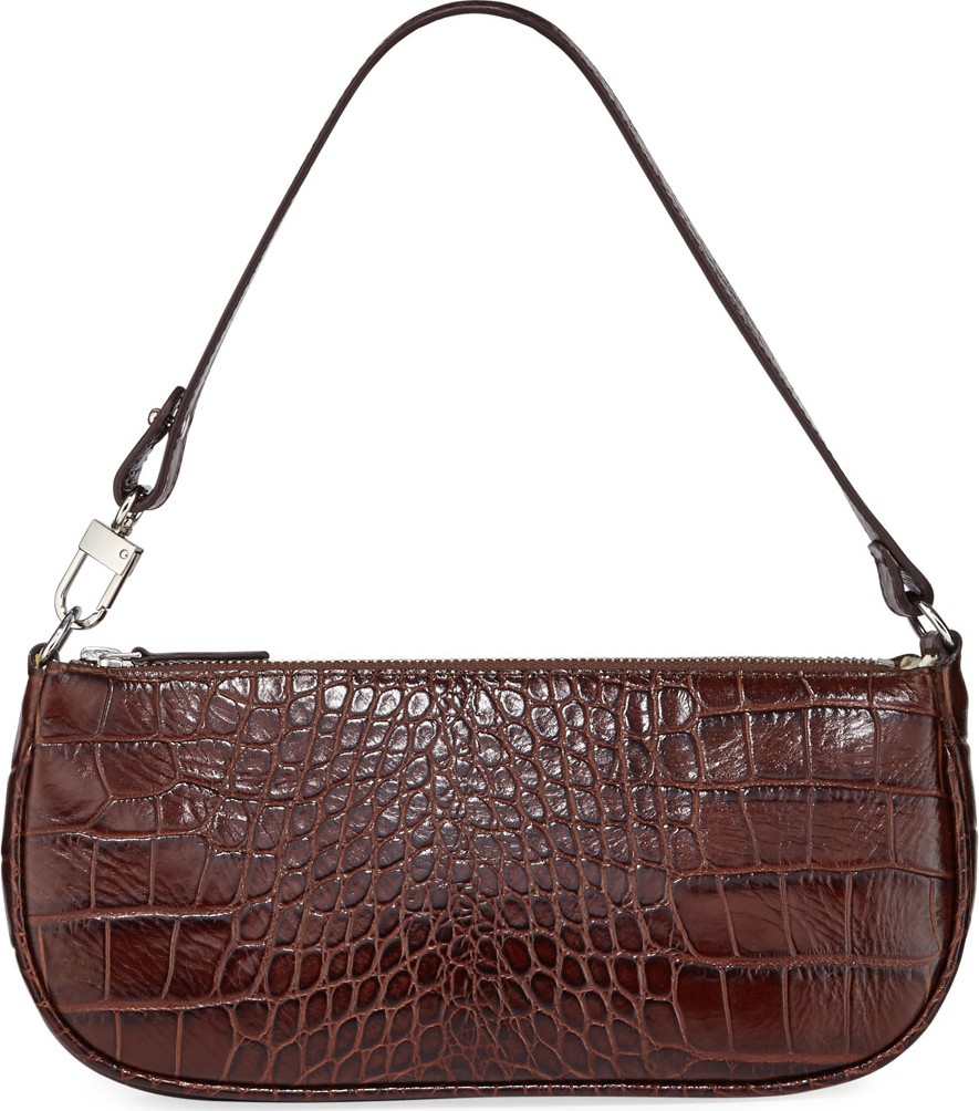 By Far Rachel Small Croc-Embossed Shoulder Bag