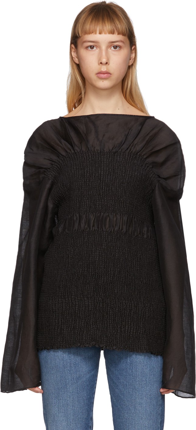 Totême Black Coripe Wide Blouse