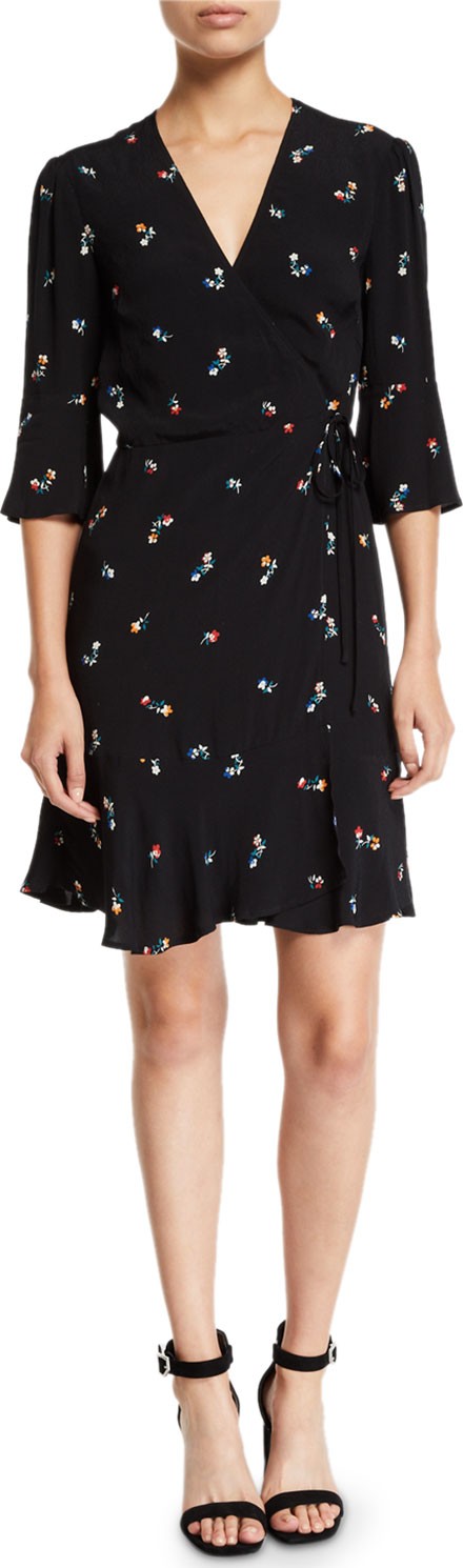 RAILS Aimee Floral 3/4-Sleeve Wrap Dress