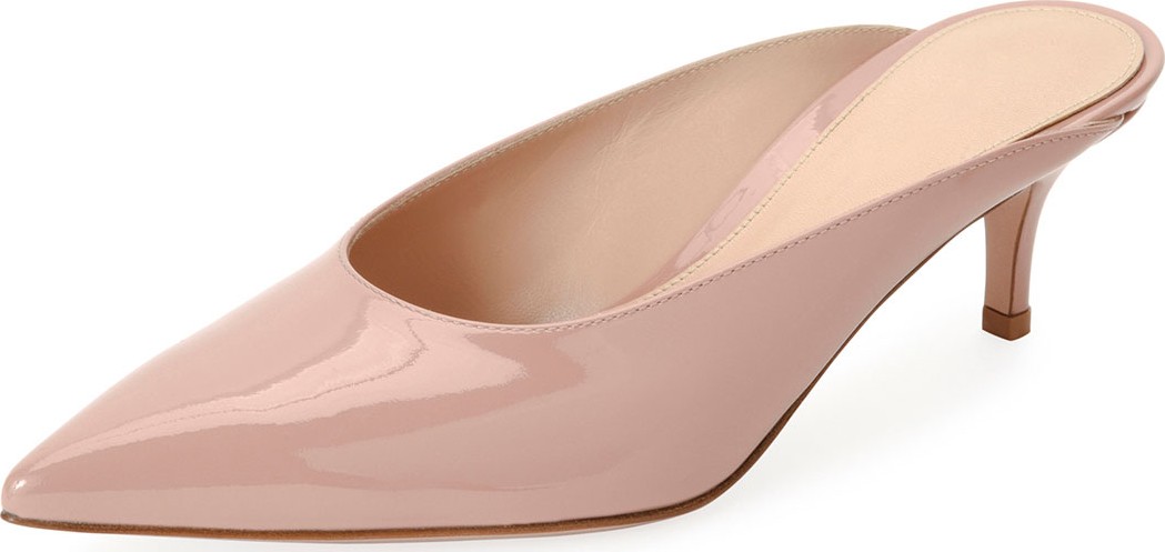 Gianvito Rossi Low-Heel Patent Leather Dip-Vamp Mule