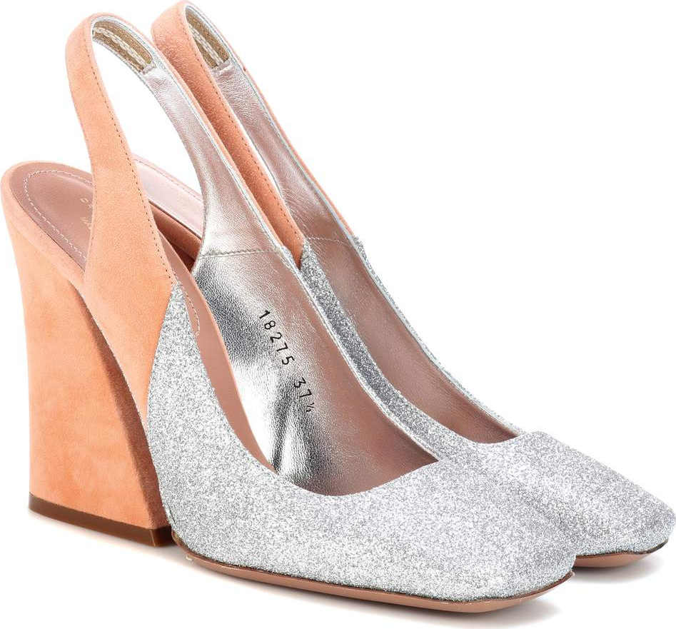 Dries Van Noten Suede and glitter pumps