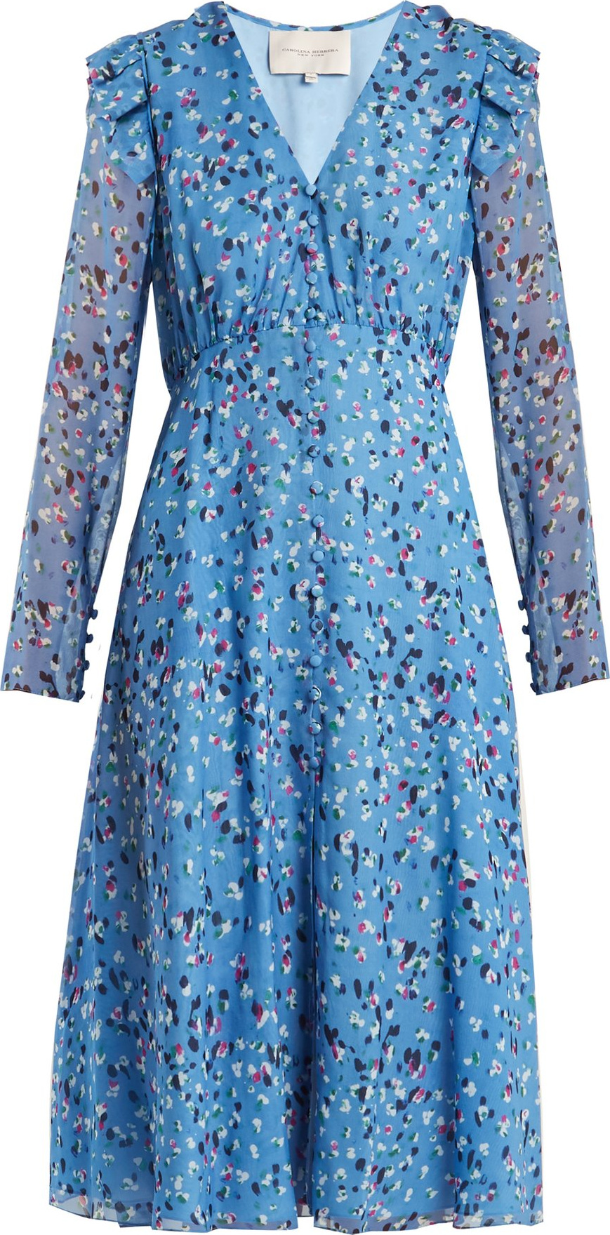 Carolina Herrera Abstract floral-print V-neck silk crepe dress