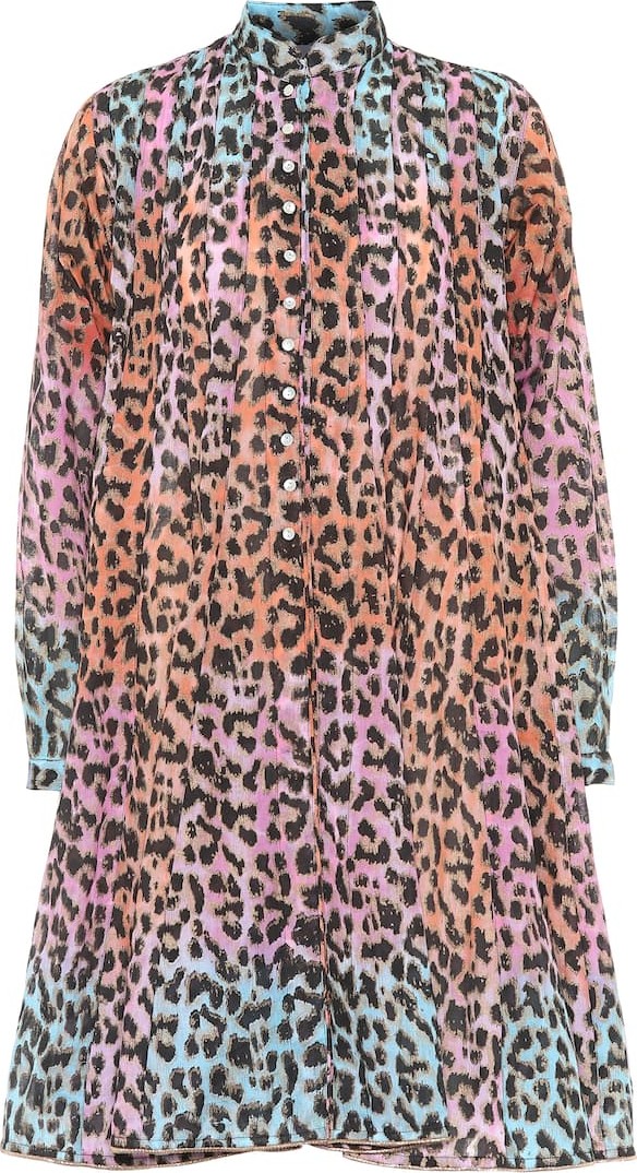 Juliet Dunn Printed cotton mini shirt dress