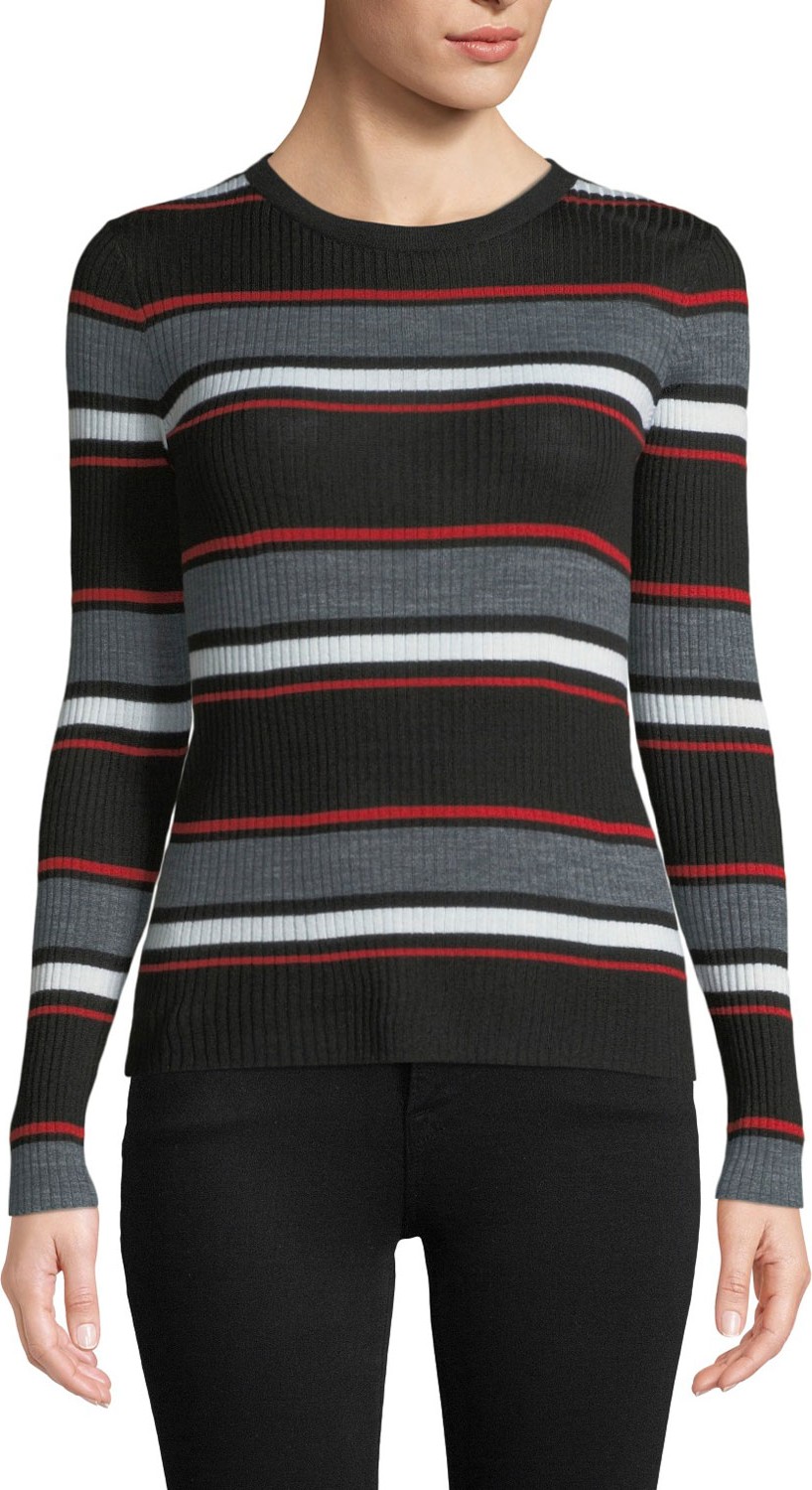 FRAME DENIM Panel Stripe Crewneck Long-Sleeve Top
