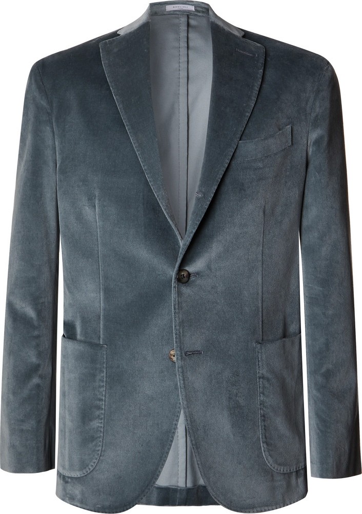 Boglioli Blue K-Jacket Slim-Fit Unstructured Cotton-Blend Velvet Blazer