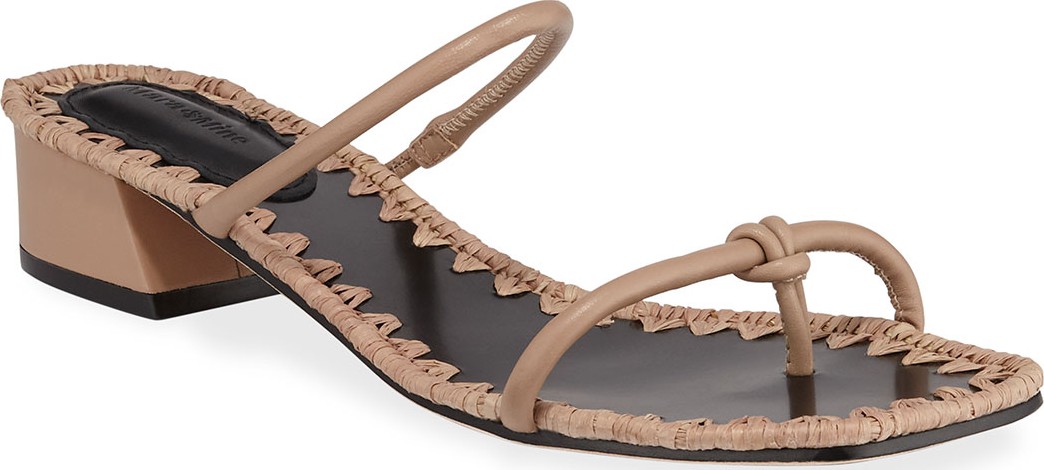 Mara & Mine Inez Low-Heel Leather Thong Sandals