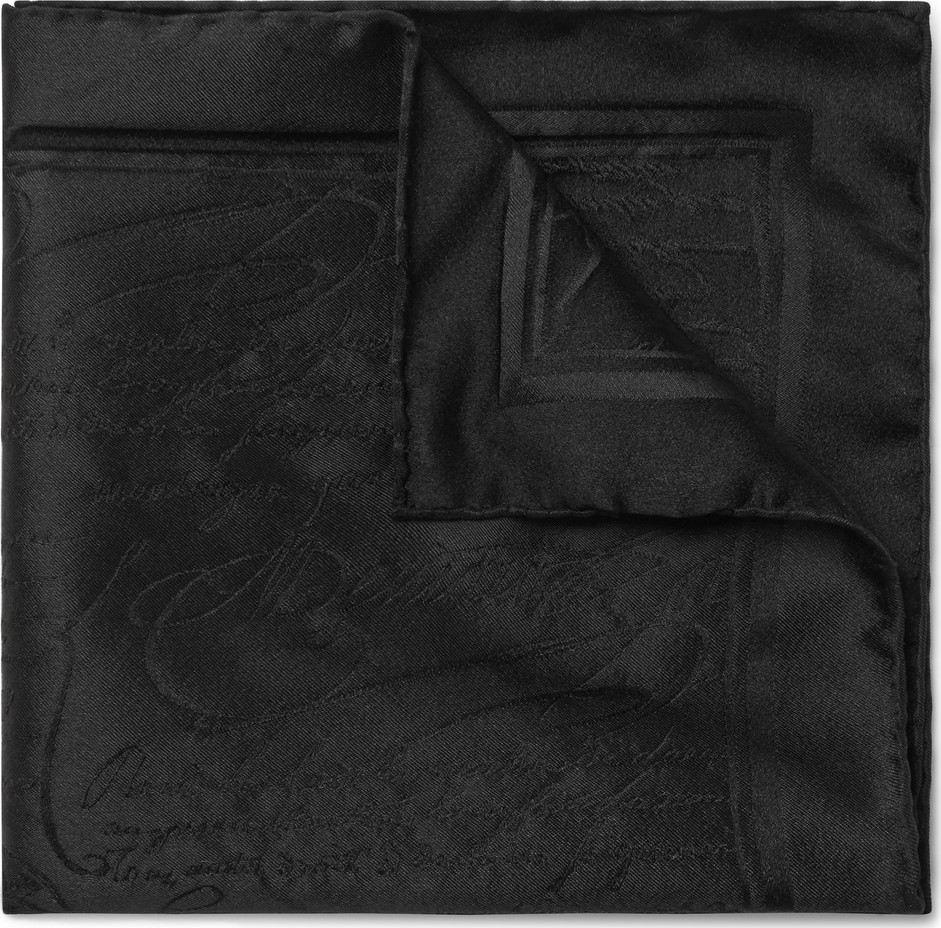 Berluti Scritto Mulberry Silk-Jacquard Pocket Square