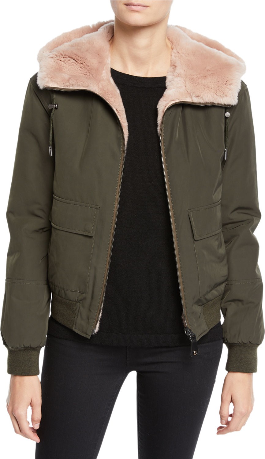 Army By Yves Salomon Reversible Fur & Nylon Jacket