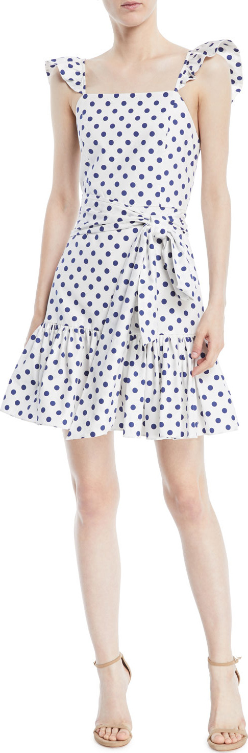 Alice + Olivia Farah Sleeveless Polka-Dot Mini Dress