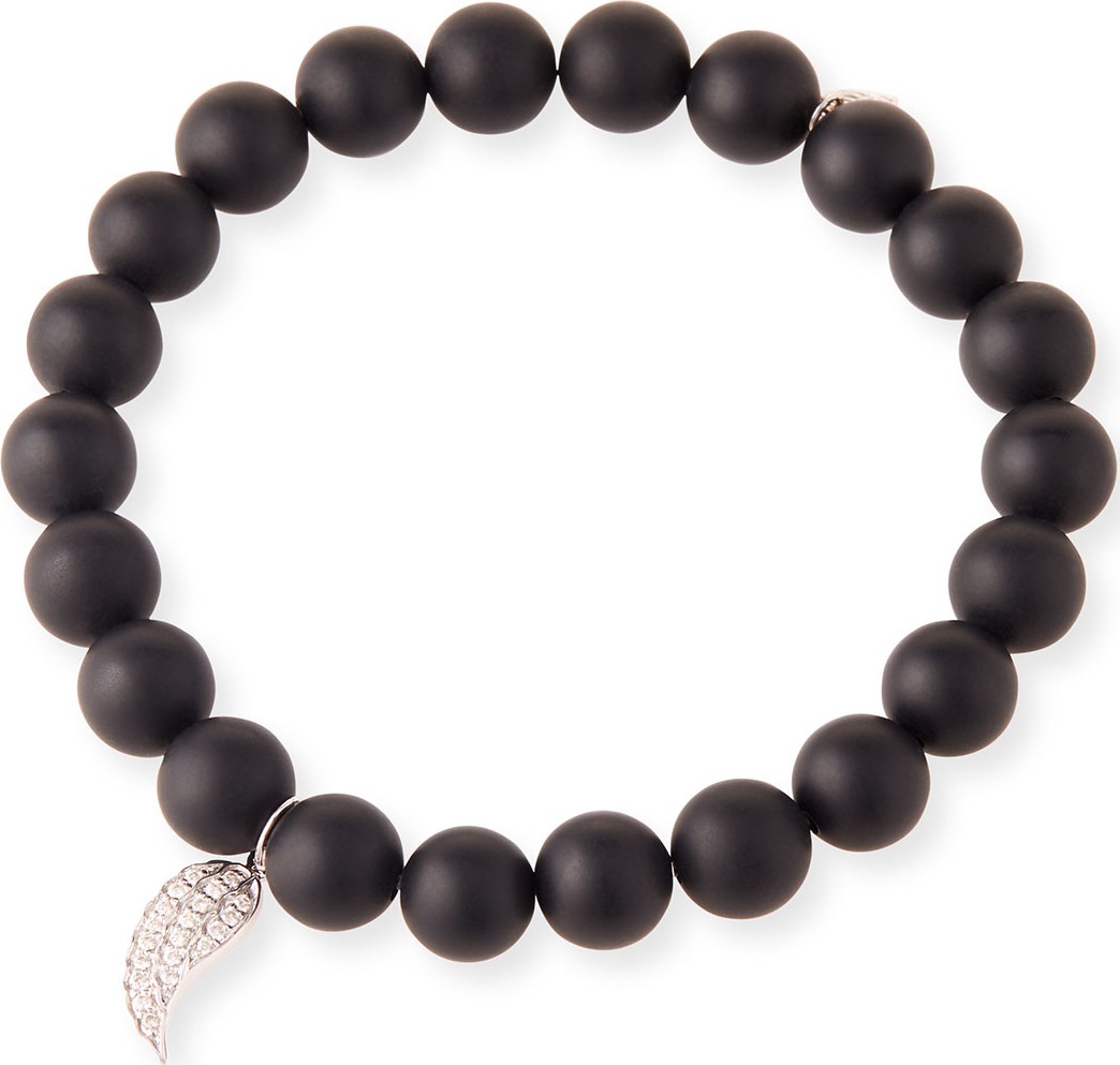 Sydney Evan 14k White Gold Diamond Wing & Onyx Bracelet