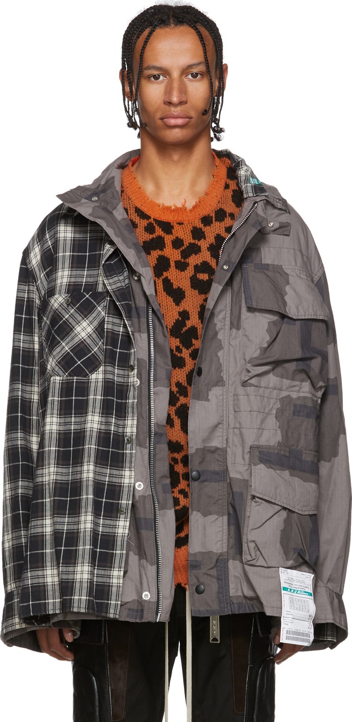 Miharayasuhiro Grey Combo Military Jacket