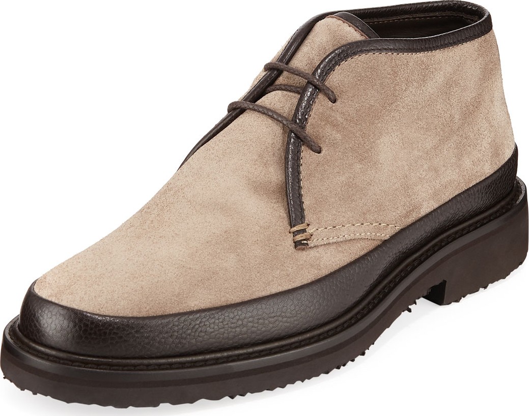 Ermenegildo Zegna Men's Trivero Suede & Leather Chukka Boots
