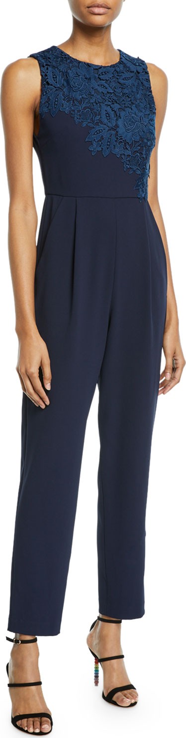 Alice + Olivia Jeri Crewneck Straight-Leg Jumpsuit