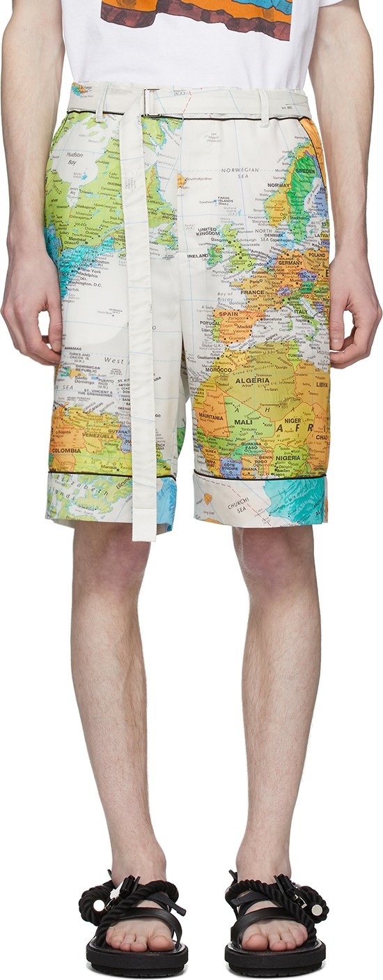 Sacai Multicolor World Map Shorts Sacai Multicolor World Map Shorts