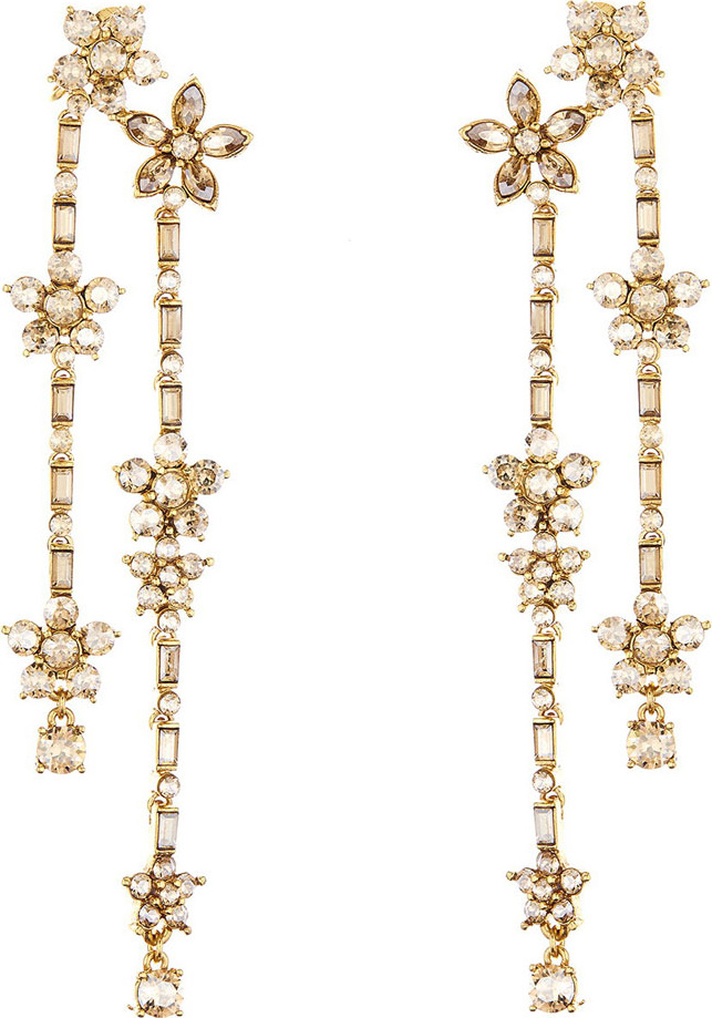 Oscar De La Renta Floral Crystal Drop Earrings