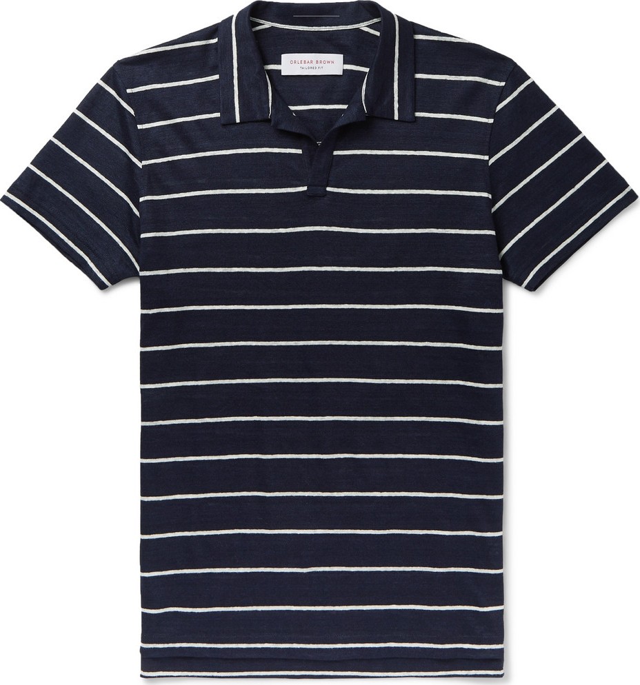 Orlebar Brown Felix Striped Linen Polo Shirt