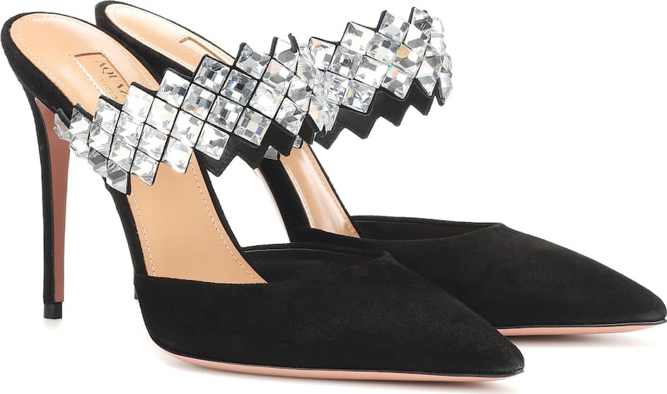 Aquazzura Talisman embellished suede mules