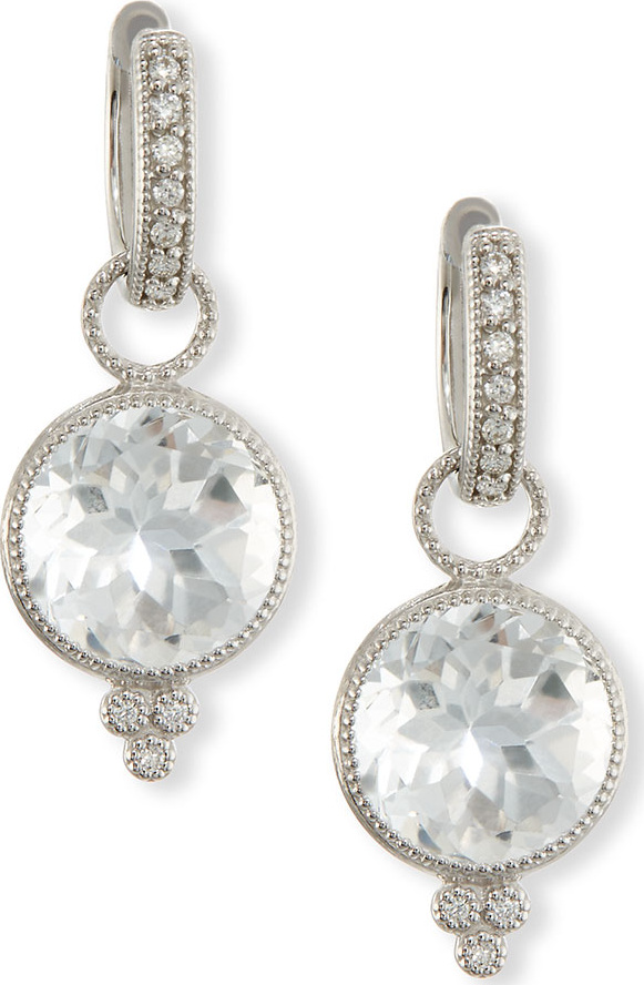 Jude Frances Provence Round White Topaz Earring Charms with Diamonds