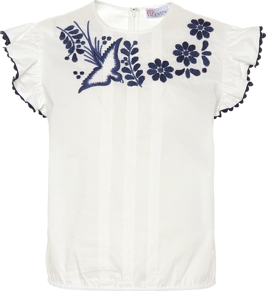 RED Valentino Embroidered cotton blouse