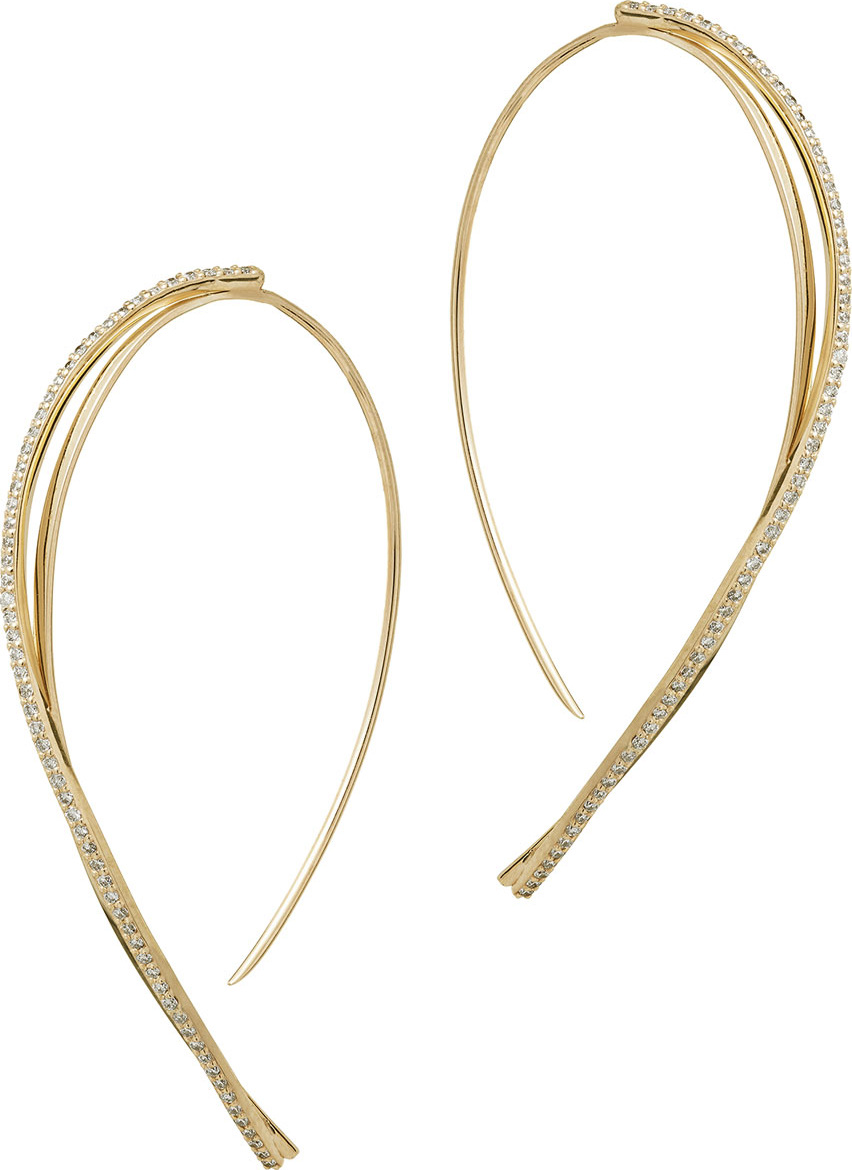 Lana 14k Flawless Small Twist Hooked On Hoop Earrings with Diamonds