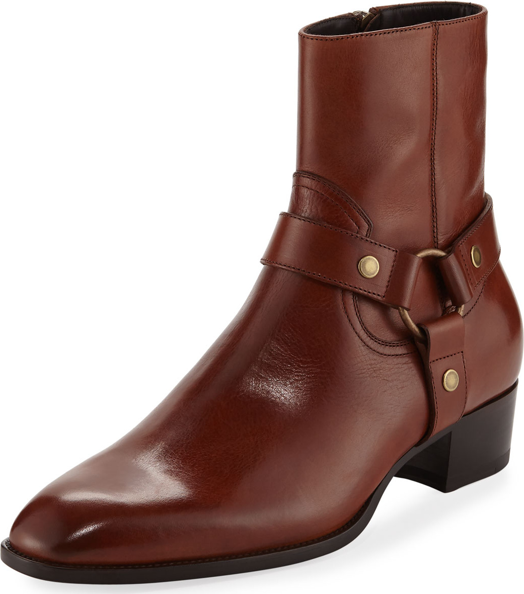 Saint Laurent Wyatt Leather Harness Boot
