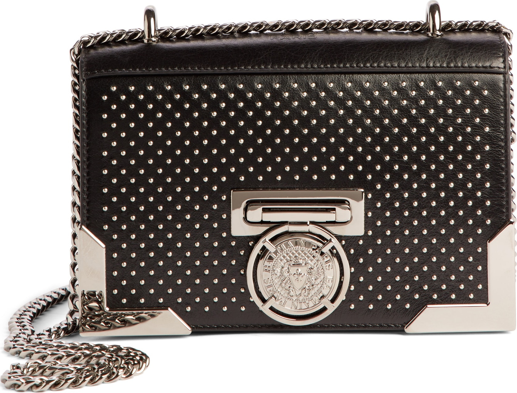 Balmain Baby Box Studded Leather Shoulder Bag