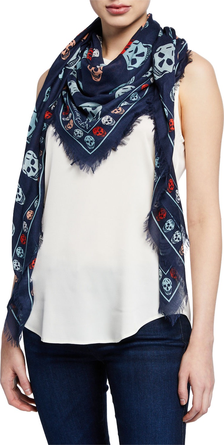 Alexander McQueen Multicolored Box Skull Scarf