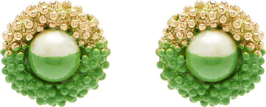Marine Serre Painted faux-pearl stud clip earrings
