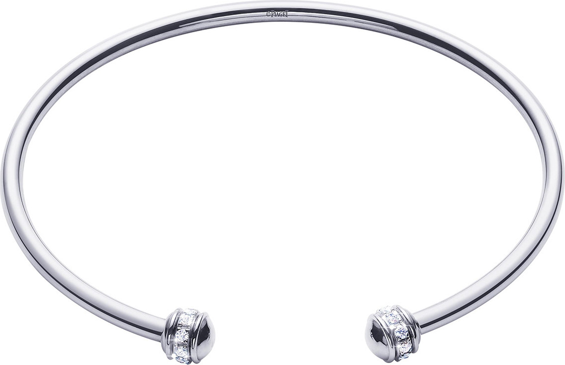 Piaget Possession Thin 18K White Gold Open Bangle with Diamonds, Size M