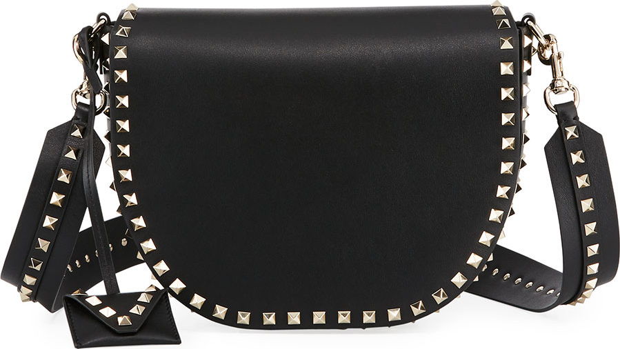 Valentino Rockstud Leather Saddle Bag