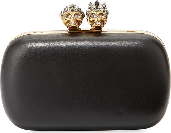 Alexander McQueen Queen & King Skull Leather Box Clutch Bag