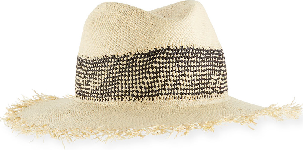Rag & Bone Frayed-Edge Panama Hat w/ Woven Band