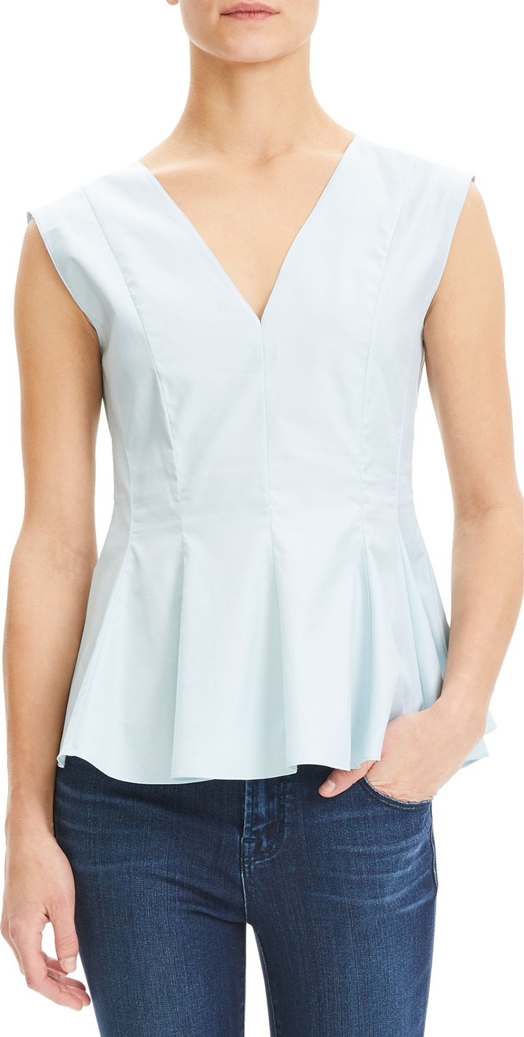 Theory Perfect Cotton Sleeveless Peplum Top