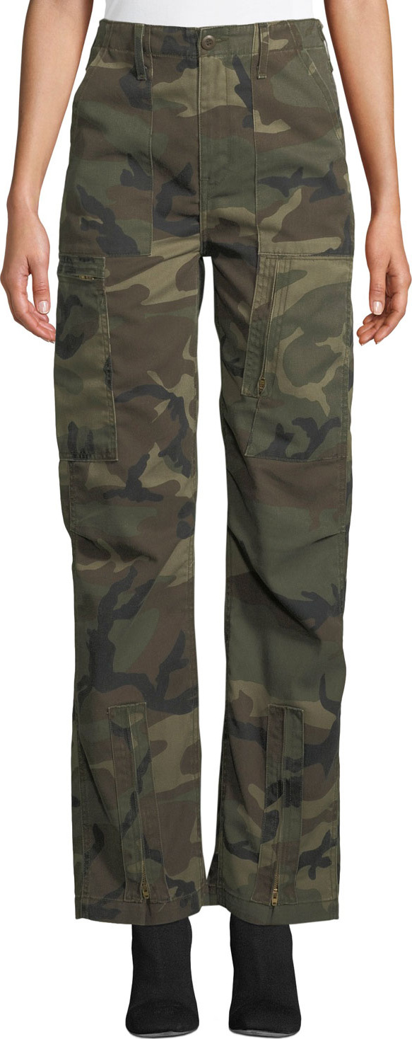 RE/DONE High-Waist Camo-Print Cargo Pants