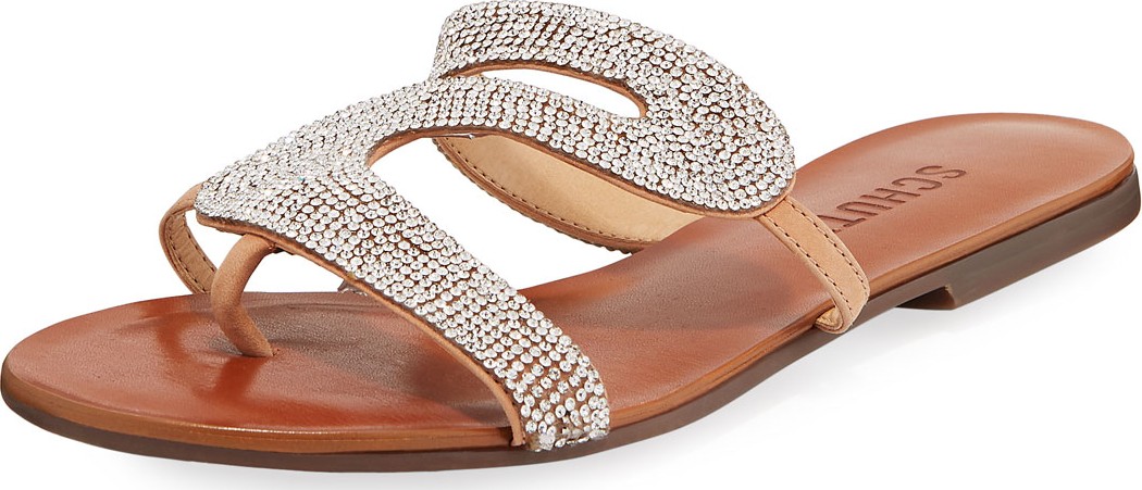 Schutz Noemi Embellished Flat Slide Sandals