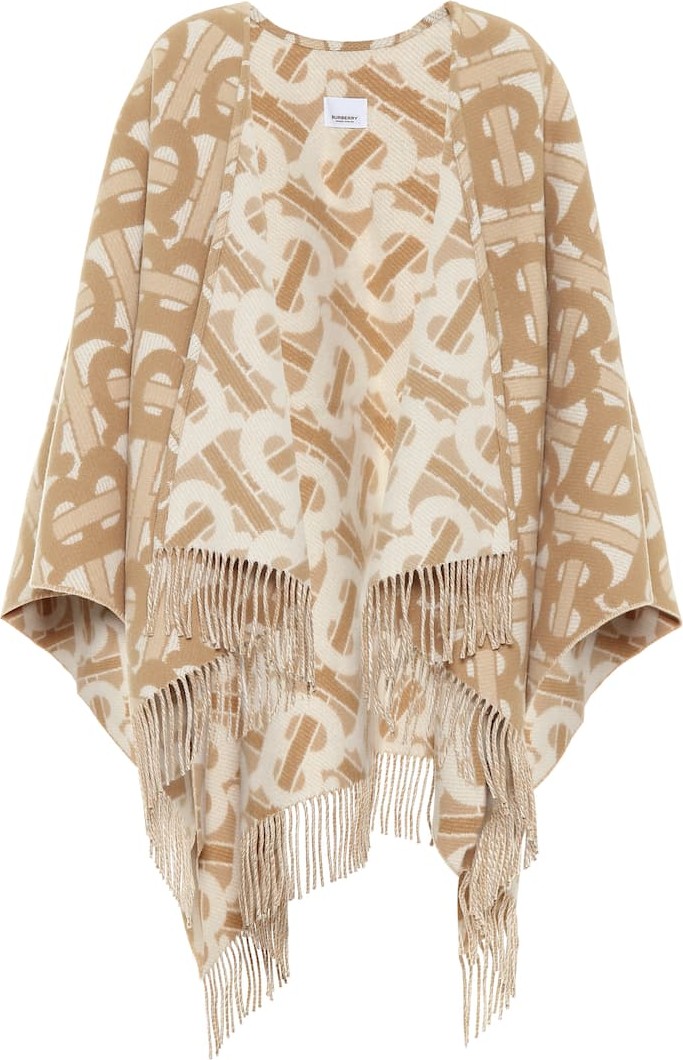 Burberry London England TB wool-blend jacquard shawl