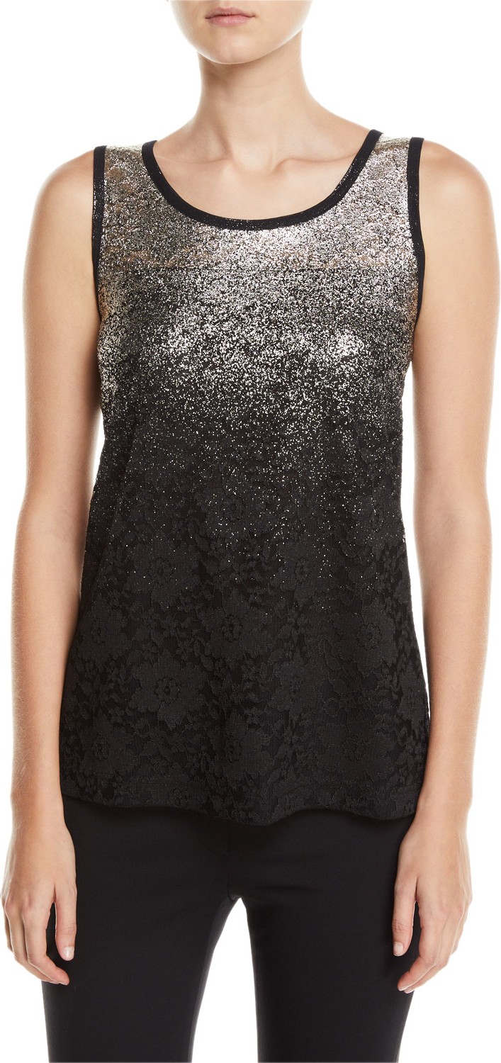 Berek Speckle-Border Easy Tank Top with Lace