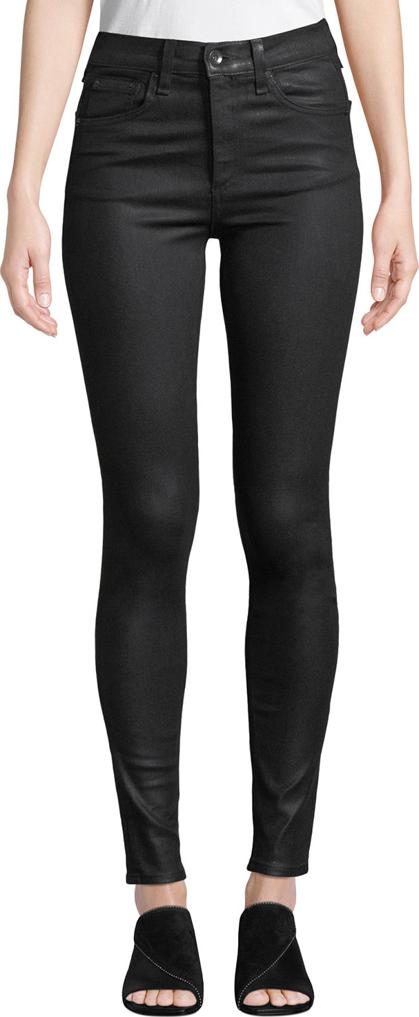 Rag & Bone Coated High-Rise Skinny Ankle Jeans